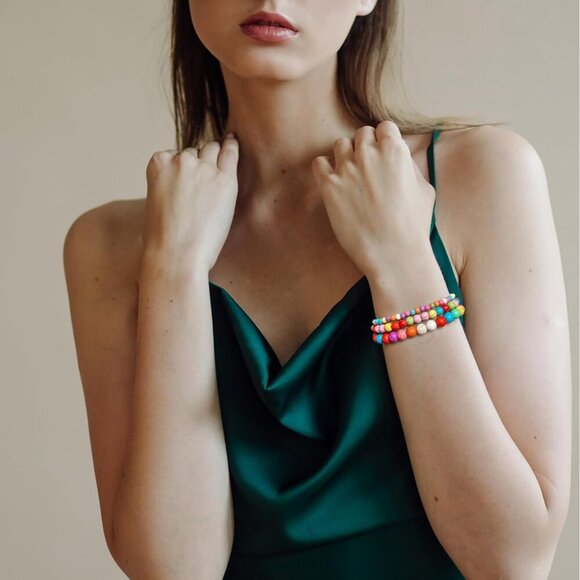 3 PCS 4,6,8mm colorful Healing Natural Stone Beaded Stretch Bracelet for Women - Picture 3 of 6